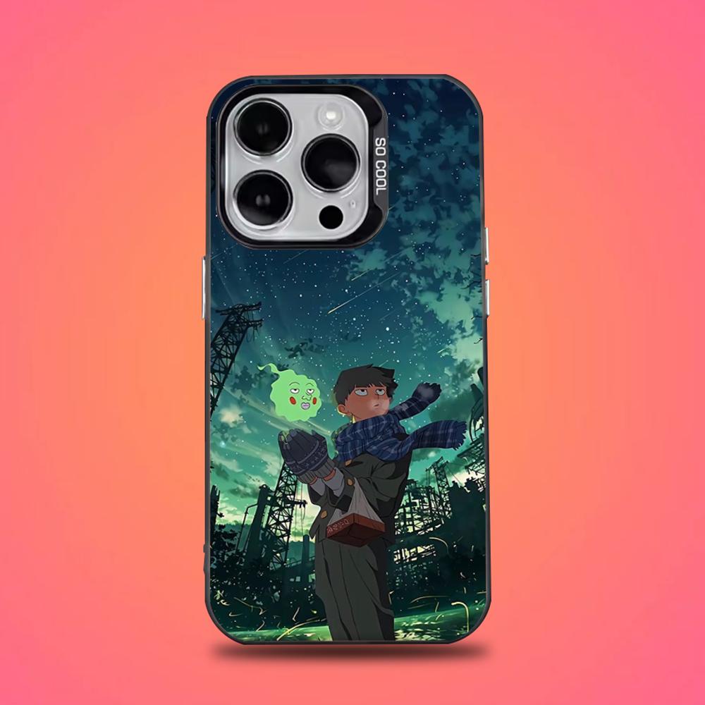 Mob Psycho 100 Cartoon Phone Case For iPhone 16,15,14,13,12,11,Pro,Max,Plus,Mini,XS,SE Anti Fall Black Matte Hard Bumper