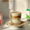 175ml/250ml/350ml Striped Coffee Cup High End Latte Mocha Cups Transparent Cold Brew Coffee Mug Retro Milk Beverage Cups Cafe