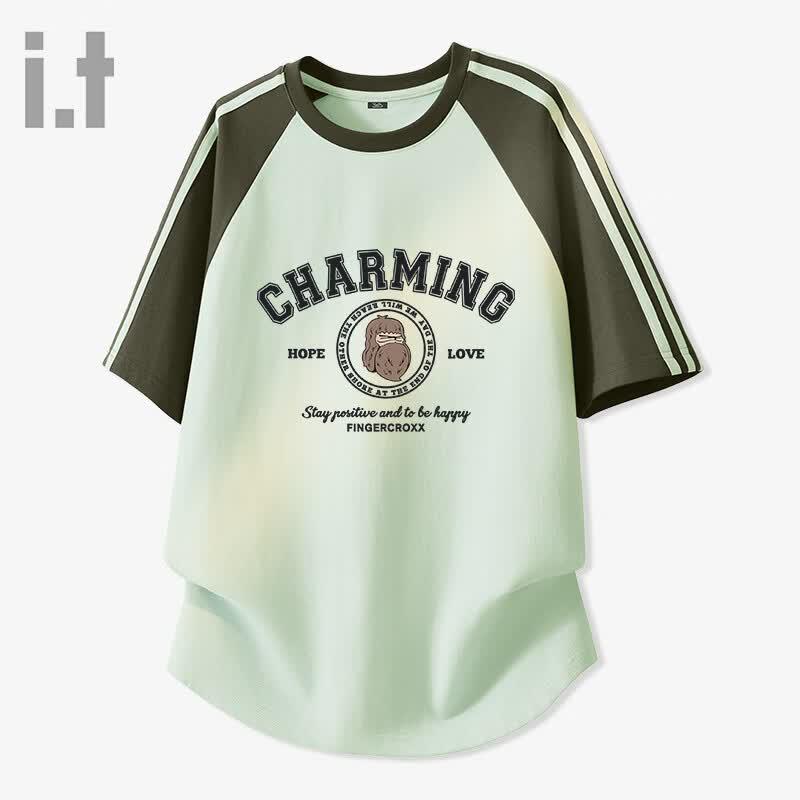 Fingercroxx IT Women s Striped Color-Block Raglan T-Shirt L