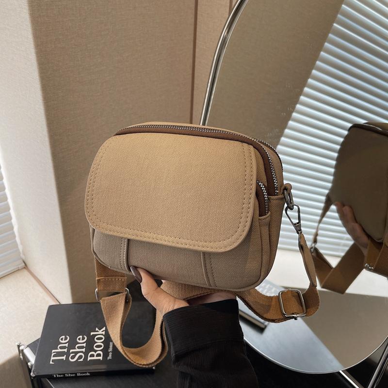 Simple Pu Small Square Bag, Light and Fashionable Splicing, Shoulder Mobile Phone Bag, Tide Multi-compartment Women's Messenger Bag