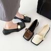 Women's Flat Mary Jane Shoes Square Toe Moccasins Black Ladies Footwear On Offer Casual Low Price 2025 Summer Y2k Shoe Popular