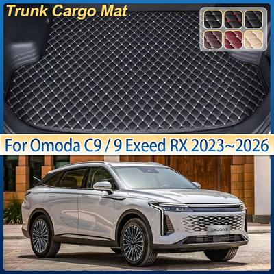 For Omoda C9 9 Exeed RX 2023~2026 Leather Car Trunk Mat Cargo Storage Pad Cushion Liner Boot Carpet Rug Car Interior Accessories