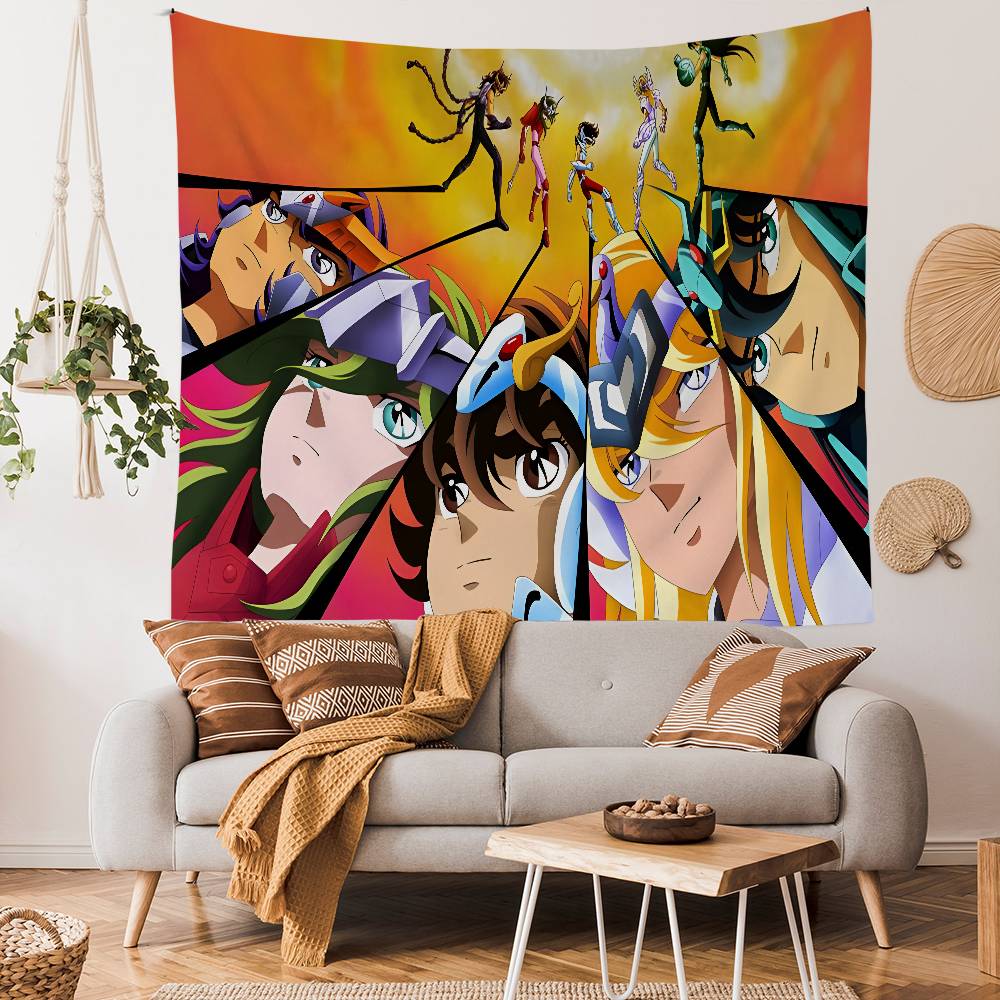 Retro Saint Seiya Anime Tapestry Indian Buddha Wall Decoration Witchcraft Bohemian Hippie Wall Hanging Sheets