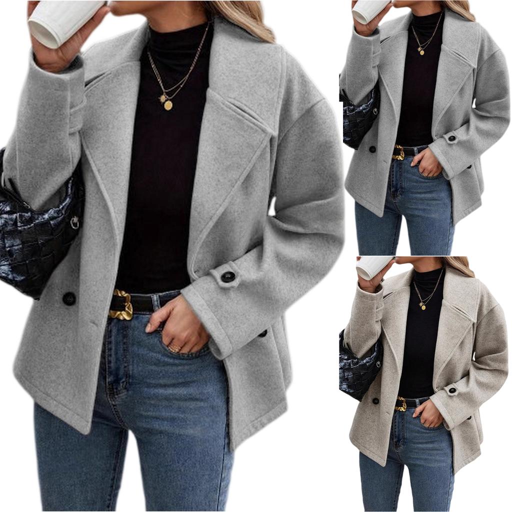 Women's Streetwear-inspired Casual Wool Jacket With Suit Collar