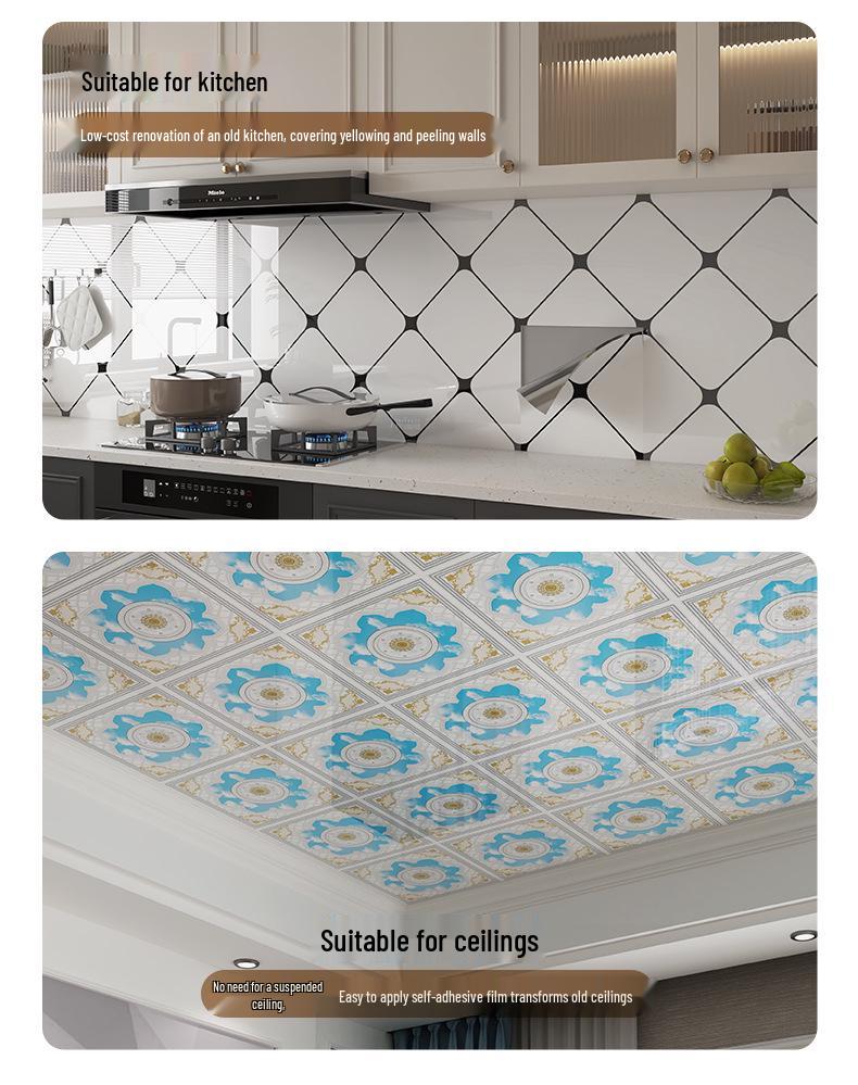 10-Pack Self-Adhesive Ceiling Stickers: Aluminum-Plastic Bathroom Decor Panels