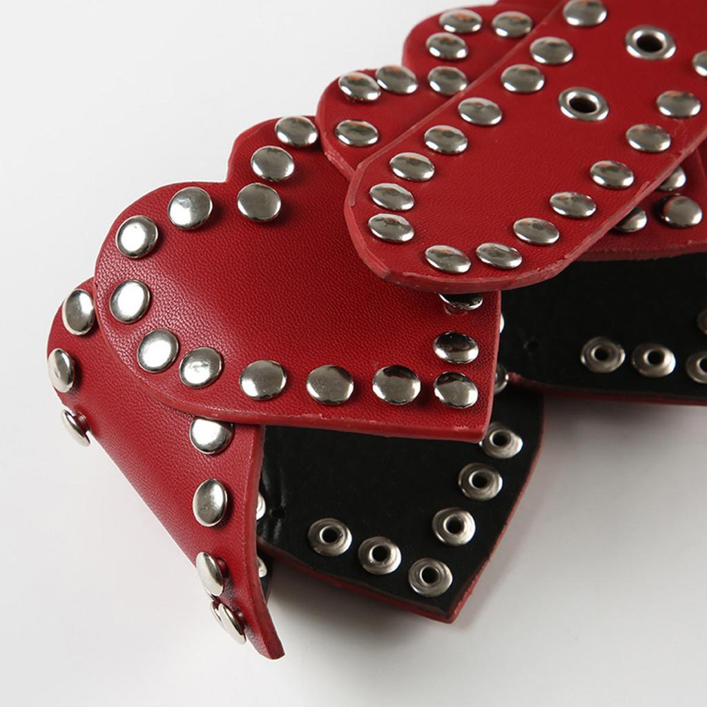Classic Heart PU Leather Belt Rivet Punk Waistband for Fashionable Women and Trendsetters Waist Decorative Accessories