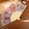 2PCS/SET Vintage Handheld Fan Traditional Bamboo Fan Creative Ancient Folding Fan  Photography Prop