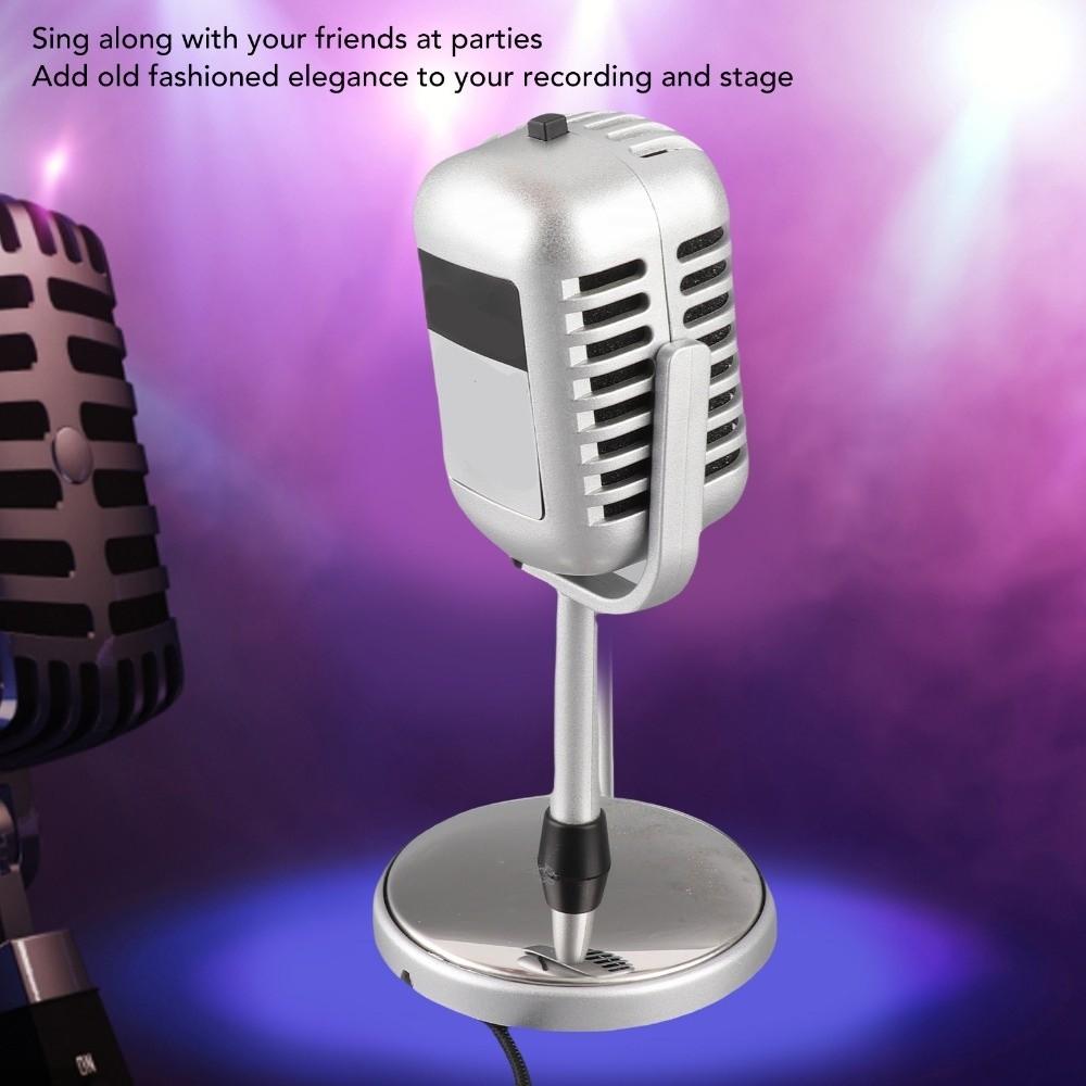 Classic Vintage Microphone Clear Sound Wired Microphone Retro Condenser Mic Karaoke