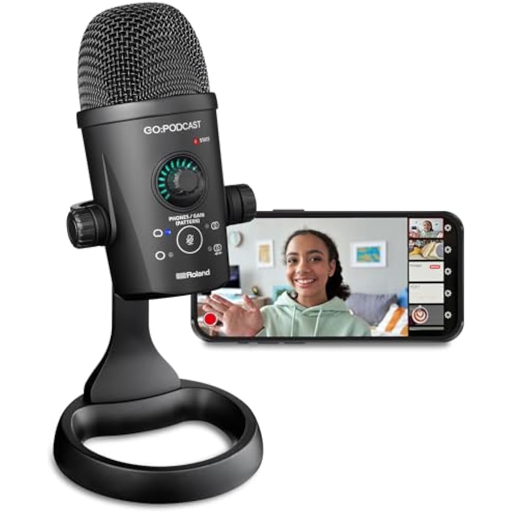 Roland Roland GO: PODCAST Compatible with iPhones and Android Smartphones and PC/Mac Directivity ...