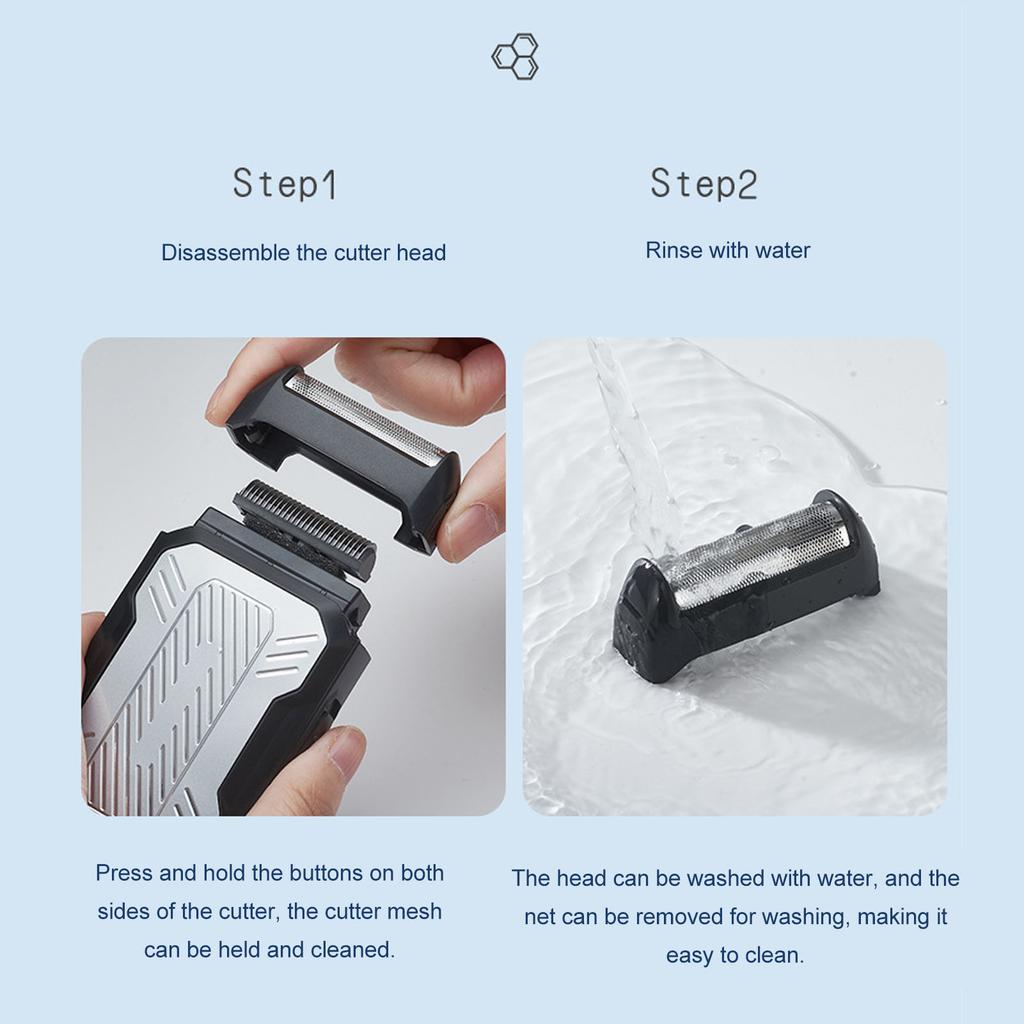 2 In 1 Electronic Foil Beard Trimmer USB Rechargeable Removable Cutter Head Electric Popup Beard Cutter for Bald