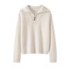 Little He Women's Half-Open Lapel Cashmere Sweater, Cable Knit, Seven-Gauge Thickened Wool, Simple Winter Wear