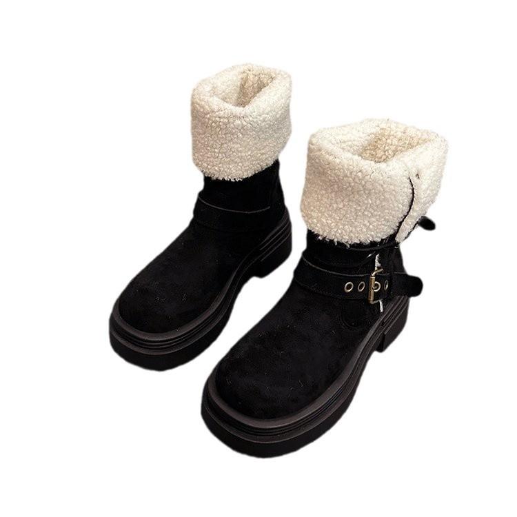 Two Wear Velvet Commuter Neutral Punk Fashion Boots 2025 Autumn and Winter New European, American British Style Versatile Martin Boots Women