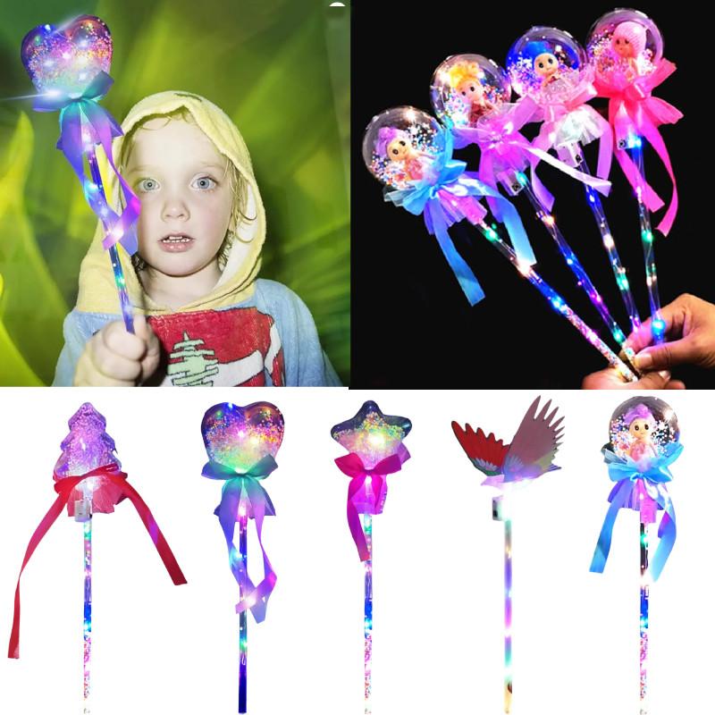 Light Led Up Sticks Toy Christmas Tree Pentagram Princess Flash Wand Prop Party
