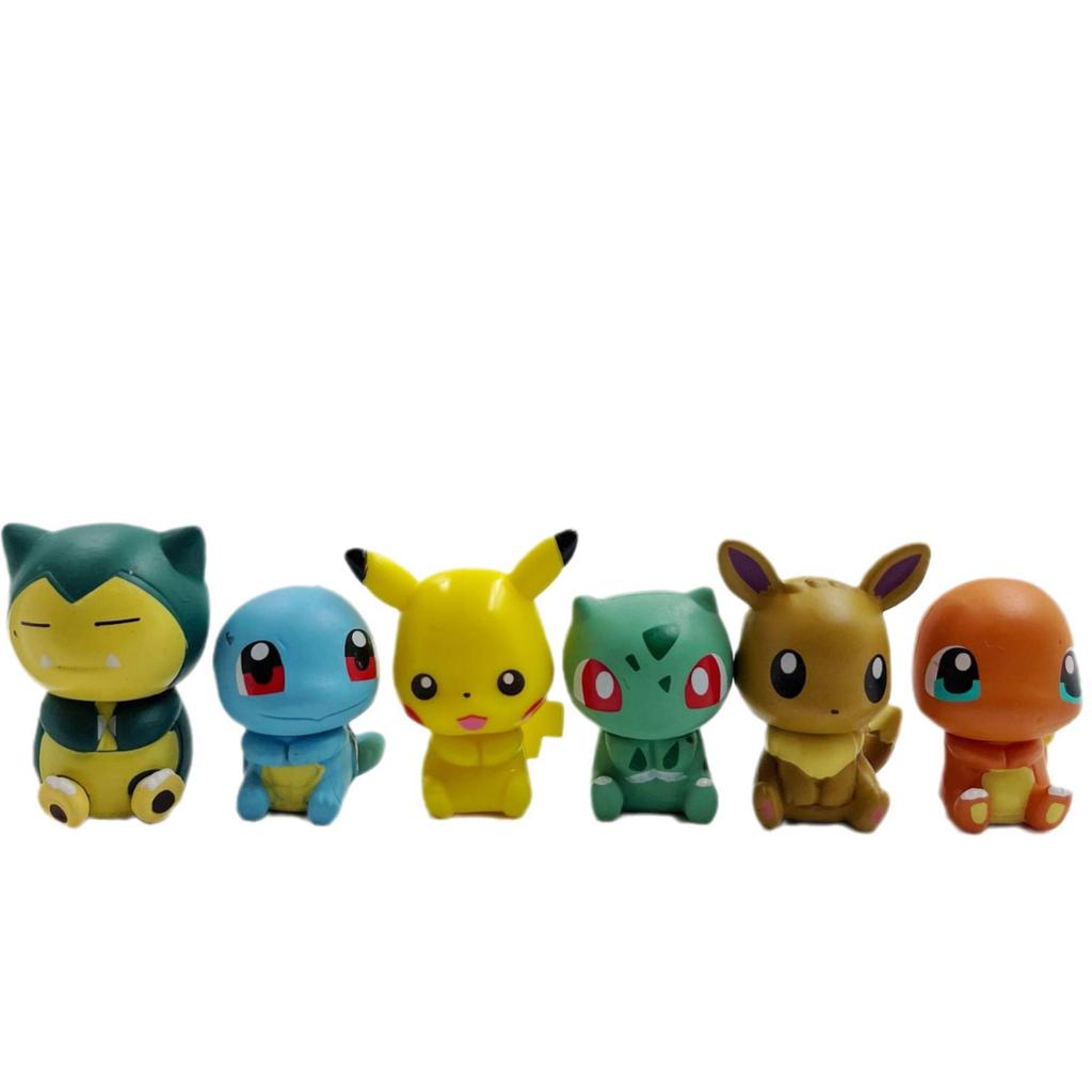 1Set/6pcs Gashapon Toys Pikachu Espeon Charmander Eevee Snorlax Jolteon Flareon Cute Figure Clip Action Model Toys 3cm