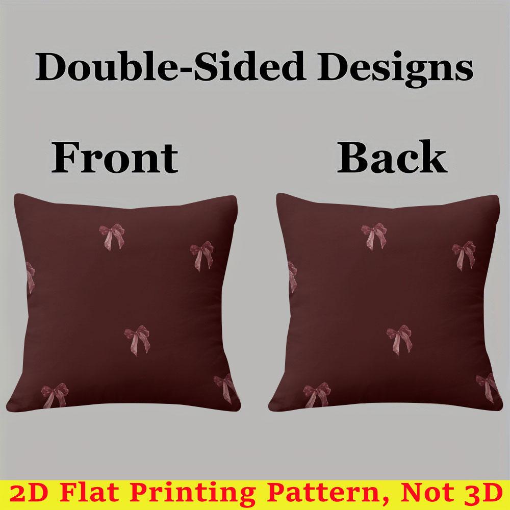 Burgundy Bow square Jacquard Pillow Cover for Sofa Office Waist Cushion Cover Home Decorative Pillowcase