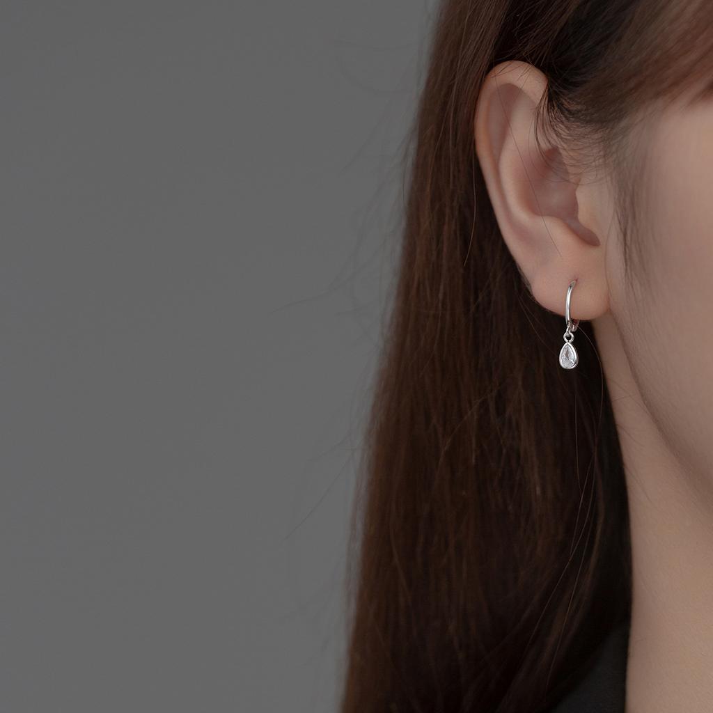 INS Fashion Jewelry 925 Sterling Silver Minimalist Earring Water Drop Diamond Earrings Gold Plated Hoop Earrings Women