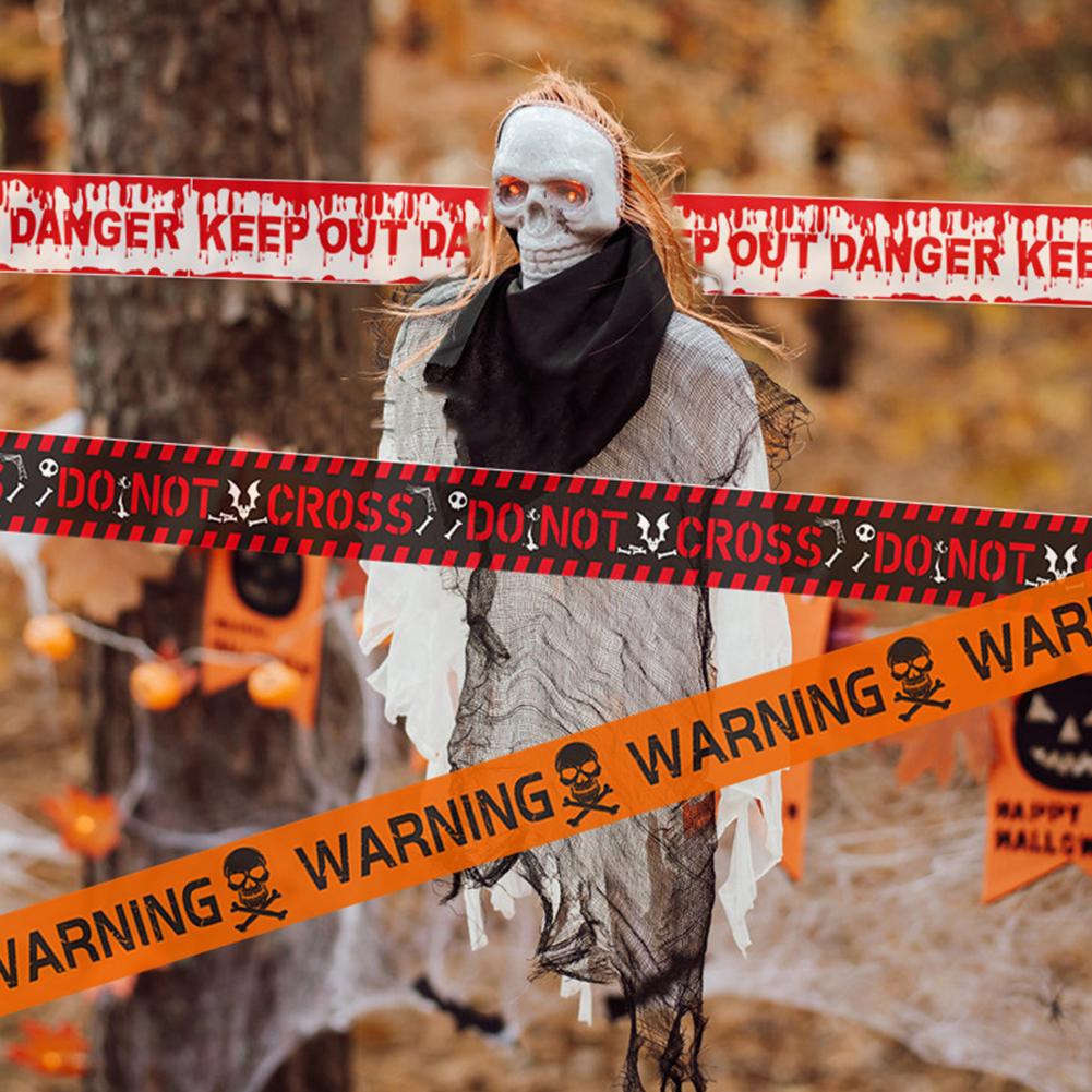 Halloween Warning Tape Caution Barrier Festival Warning Streamer Spooky Party Haunted House Outdoor Porch Yard Halloween Decoration Supplies