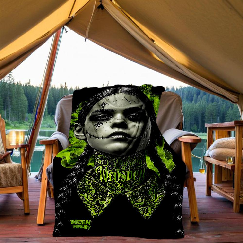 Wednesday Outdoor Flannel Throw Blanket - HD Printed Lightweight Soft Warm All-Season Blanket for Sofa, Bed, Travel, Camping 1203049