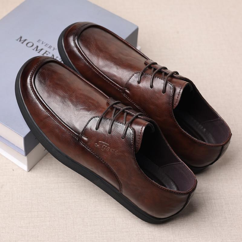 Fashion Trendy Men's Casual Shoes lace up Simple Men's Retro Leather Shoes lace up oxfords Elegant Formal Commuter men Work Shoes