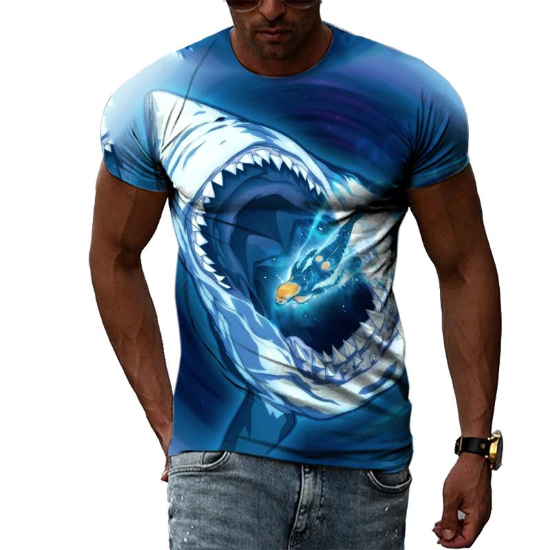 T-shirts Été Requin Imprimé 3D Col Rond Homme Femme Tendance Mode Sport Manches Courtes Oversize Harajuku Tees Tops Vêtements Enfant Homme