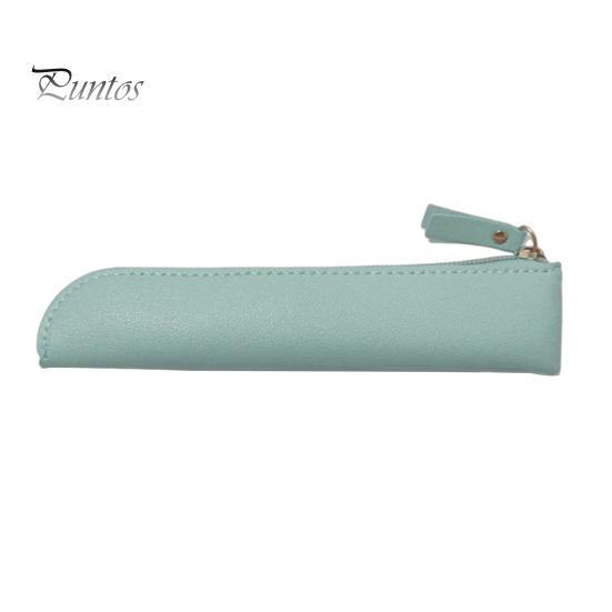 

Пенал тонкий искусственная кожа пенал небольшой мешок для хранения ручек канцелярский органайзер для ручек и линеек светло-синий