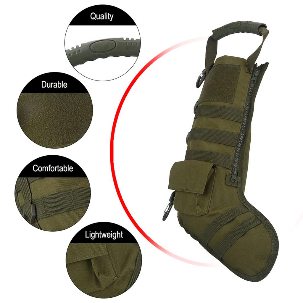 1PC Nylon Tactic Christmas Stocking Storage Bag Outdoor Military Accessory Pouch(Army Green)