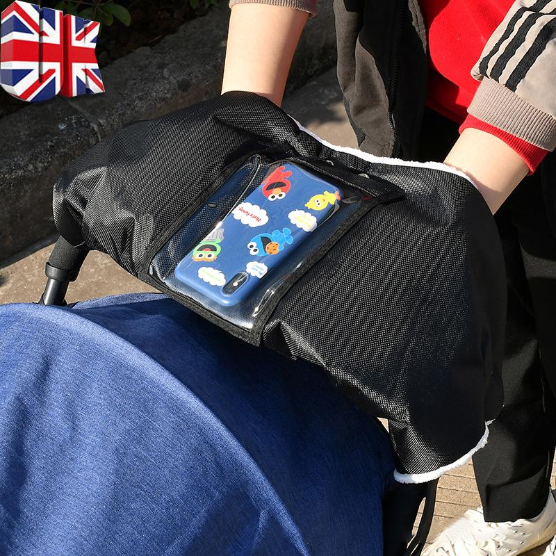 Touch Screen Baby Stroller Warm Gloves Upgraded Winter Windproof and Coldproof Padded Thick Hair Hand Cover