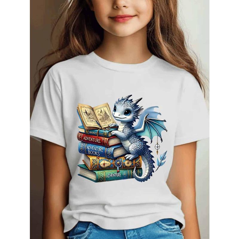 Girls Crewneck Short Sleeve Tee, Cool Halloween Element Print Comfort Casual Sport Top for Teens