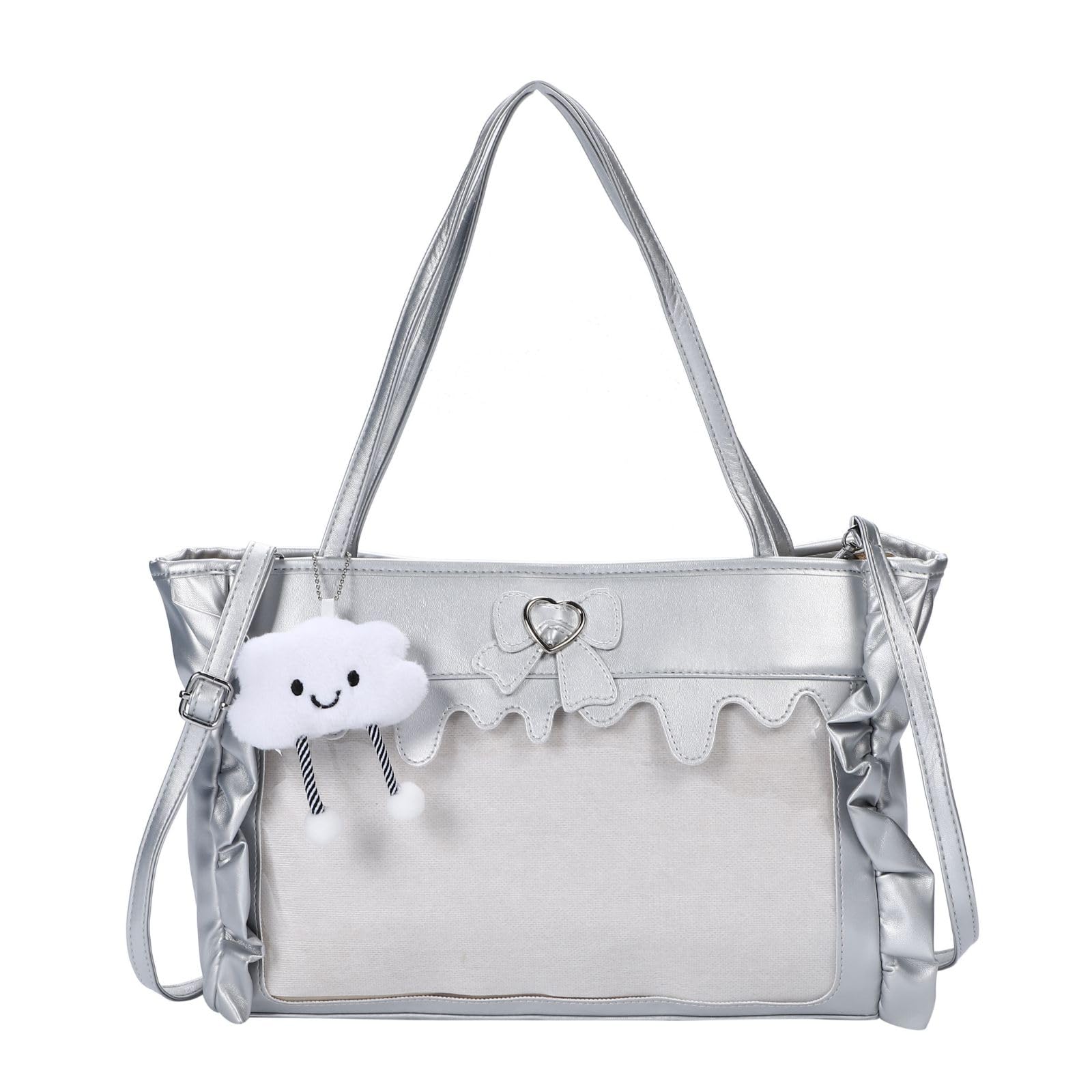 

Harujio Ita Shoulder Tote Ita Transparent Perfect for Otaku Activities and Cute with Available in and Silver Bag, Bag, 2-Way Bag, Vinyl, Events,