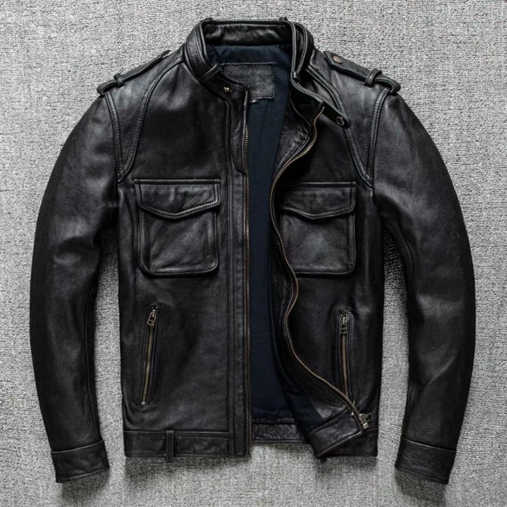

First Layer Cowhide Leather Jacket Men s Large Size Washed Old Locomotive Clothing Leather Jacket Stand-up Collar Autumn and Winter Jacket