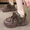 Leather Brown Platform Sneakers Women Winter Sports Shoes Woman Slip On Casual 2025 Thick Sole Outdoors Walking Shoes