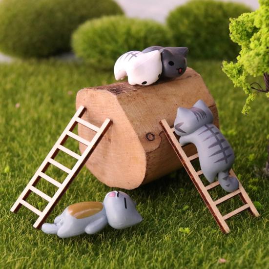 2 ks Mini zahradní žebřík 2,4x0,8 palce Miniaturní dřevěný žebřík Ozdoba pro pohádkové zahrady DIY řemesla Mikro krajina Příslušenství pro domečky pro panenky
