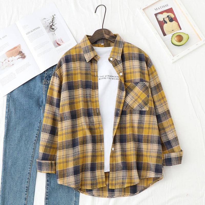 Plaid Shirts Womens Blouses Long Sleeve Lady Checked Tops Loose Female Outwear Casual Clothes Spring Autumn News 2026