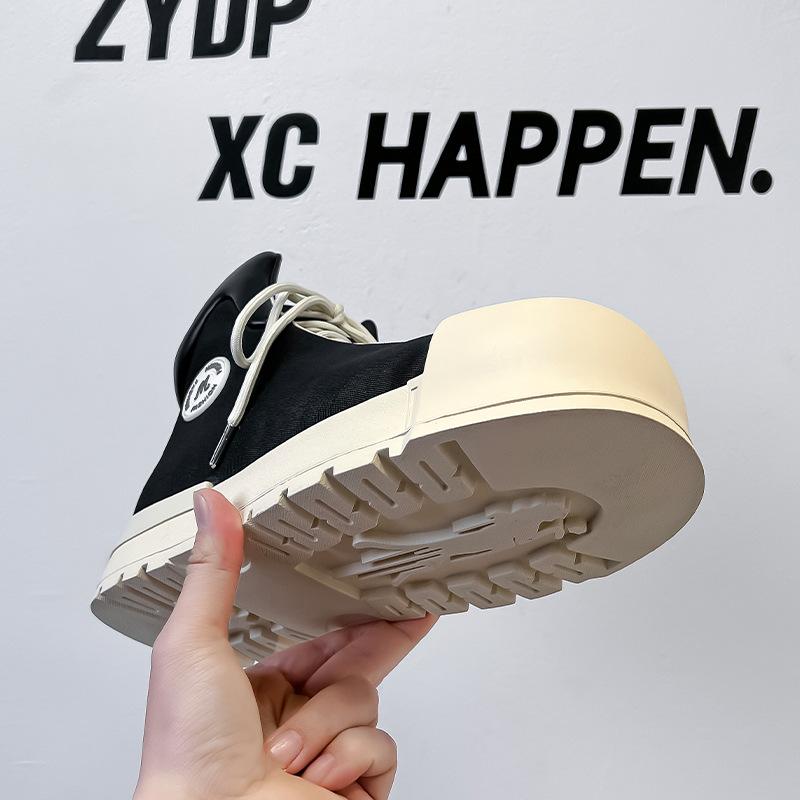 Trendy Mickey big head high top men and women niche black platform ugly cute board shoes couple 7230-6230-A