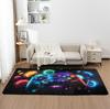 Neon Hexagon Game Controller Rug, Colorful Glowing Geometric Frame Print, Non-Slip Washable Floor Mat for Gaming Room Indoor