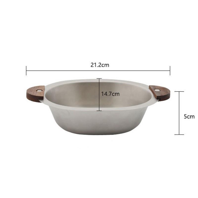 

Миски из нержавеющей стали с деревянной ручкой, креативная корейская миска в форме медведя, миски для хлопьев, двухсторонняя миска для салата из ореха с ручкой