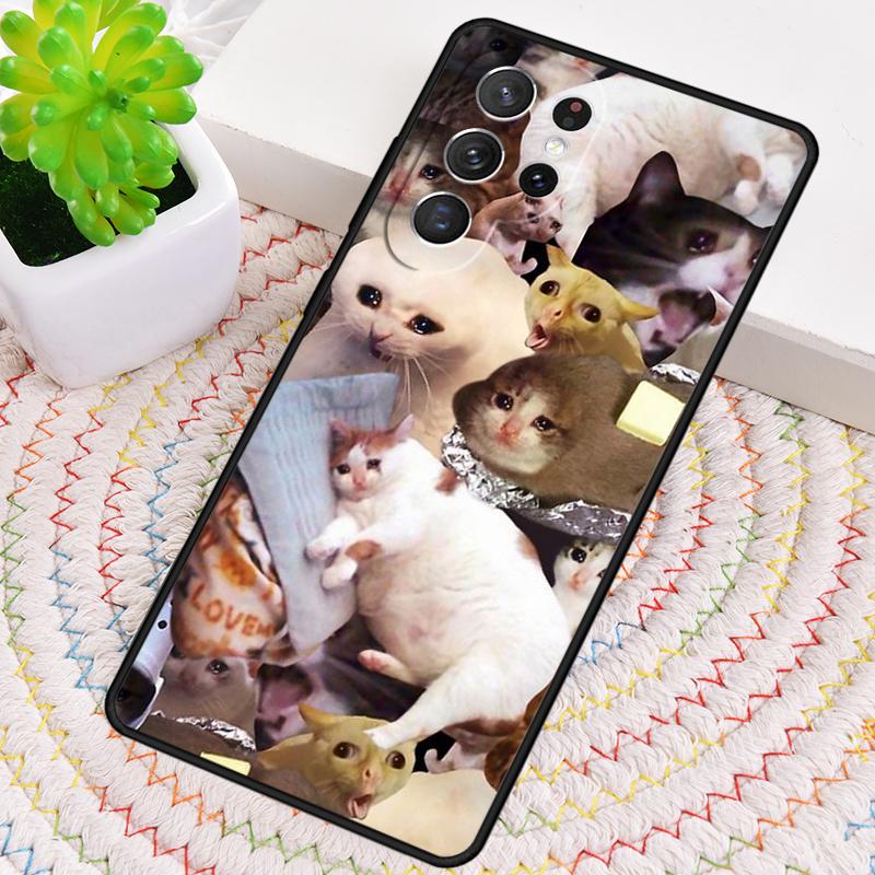 Crying Cat Memes Phone Case for Samsung Galaxy note 10 pro S26 Ultra S23 S24 FE S25 S21 S22 PLUS shockproof Cove
