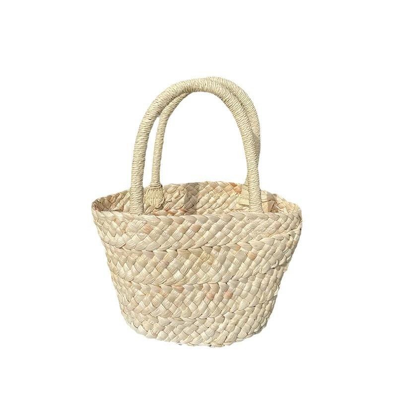 

New straw woven bag women s small bag niche handbag woven bag corn skin bag casual beach tote bag Open (without lining)