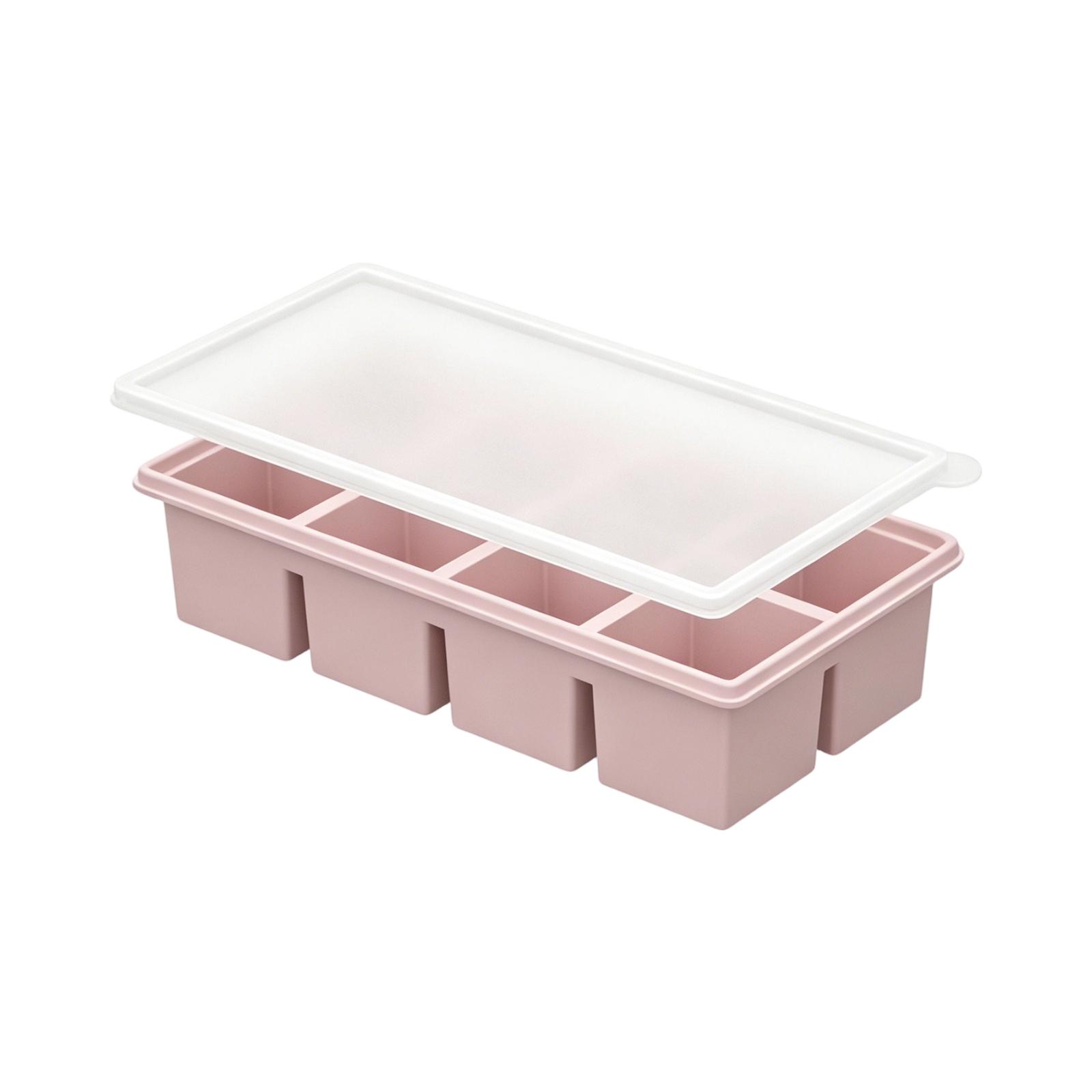 

Silicone Ice Cube Tray with Lid Square 8 Compartment Flexible Non-Stick Ice Mold for Freezing Water and Other Liquids One Size рожевий