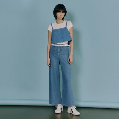Front Pocket Semi Wide Denim Pants As1dp262
