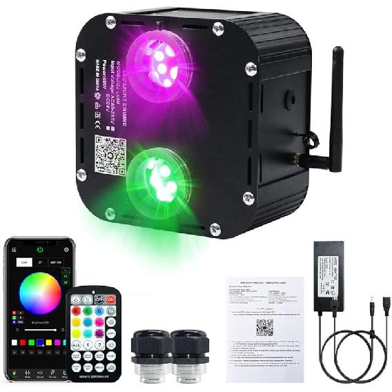 AKEPO 10W Twinkle Fiber Optic Light Engine Light Source, APP Control + Music Activated + 28-Key Remote Control for Car Stars Headliner and Home Star