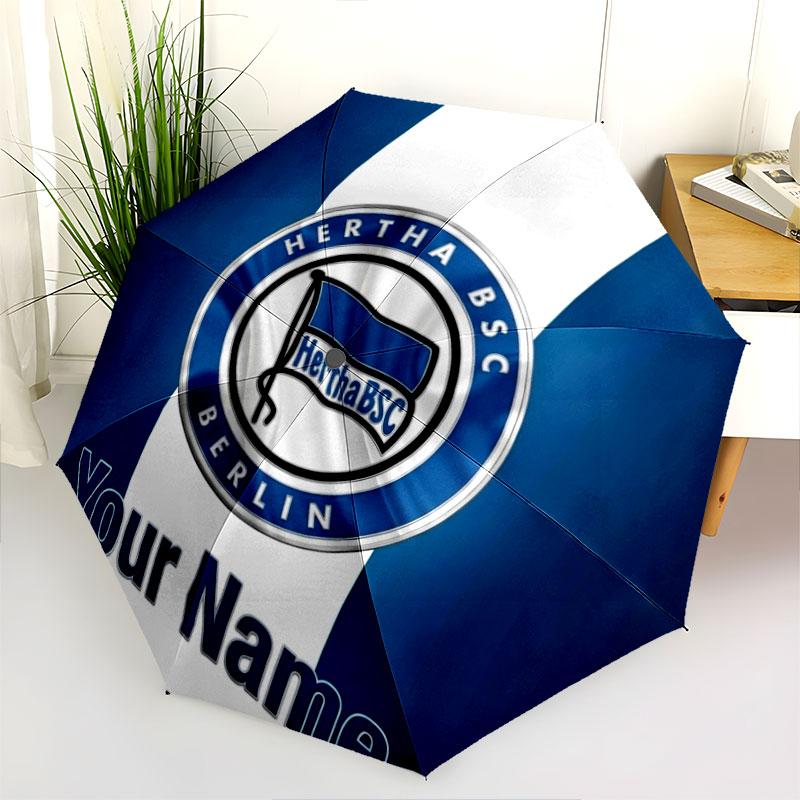 1 PC Automatic Folding Umbrella - Hertha BSC Custom Name Pattern, Portable & Foldable Design with 8 Ribs, Christmas Birthday Gifts