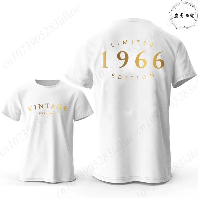 Vintage Est 1966 Limited Edition 60th Birthday Tees Mens Oversized O Neck Short Sleeve Tshirts Fashion Graphic Male Clothing