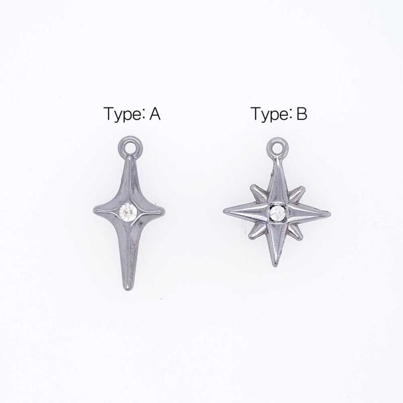 Surgical Steel Shining Star Cubic Pendant Accessory