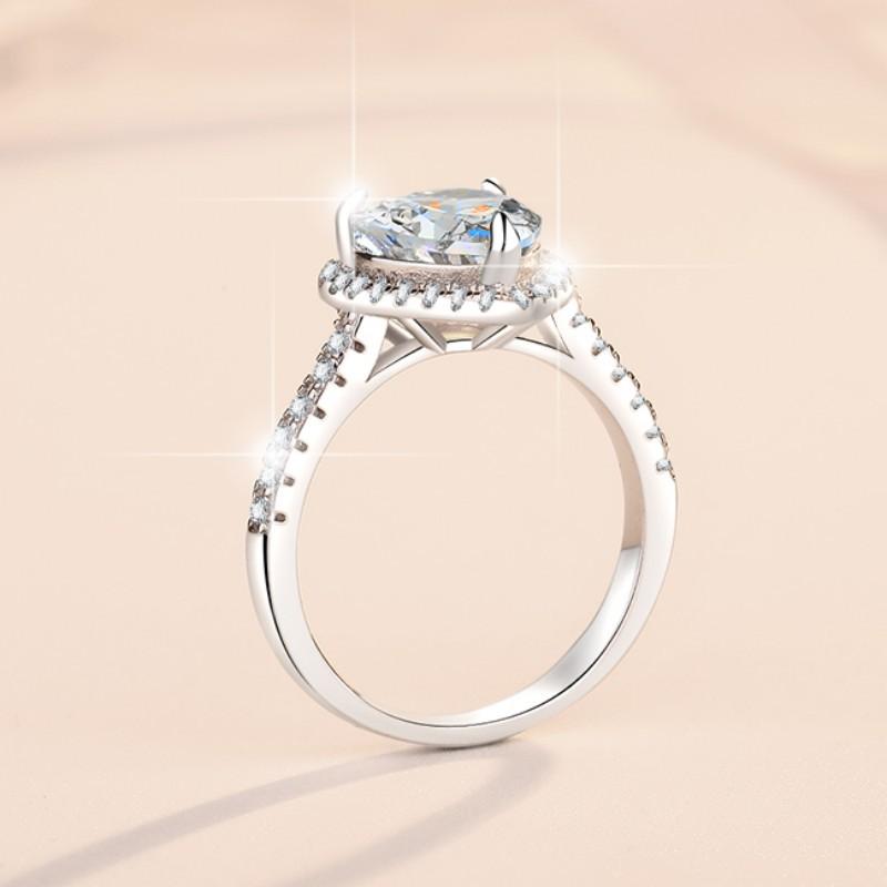 D Color 2ct Moissanite Ring Women's Ring S925 Sterling Silver Ring Heart-shaped Engagement Diamond Ring Wedding Ring Gift for Girlfriend
