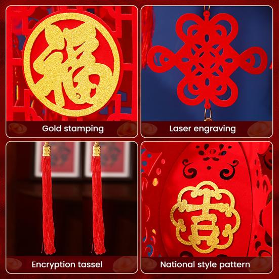 Year of The Horse Lantern Traditional Chinese New Year Decoration with Fabric Hanging Ornament for Door Festive Atmosphere 2026 Spring Festival Decor