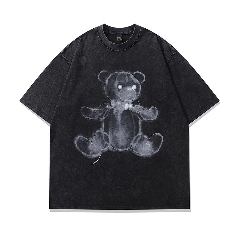 High Street Washed Old Graffiti Short Sleeve T-Shirt Men'S American Retro Street Hip Hop Brand Half Sleeve Loose