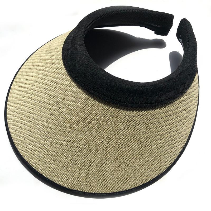 

Двухслойные солнцезащитные шляпы для женщин с защитой от ультрафиолета UPF50+, плетеные шляпы из рафии, летние пляжные солнцезащитные шляпы 55-58cm бежевый