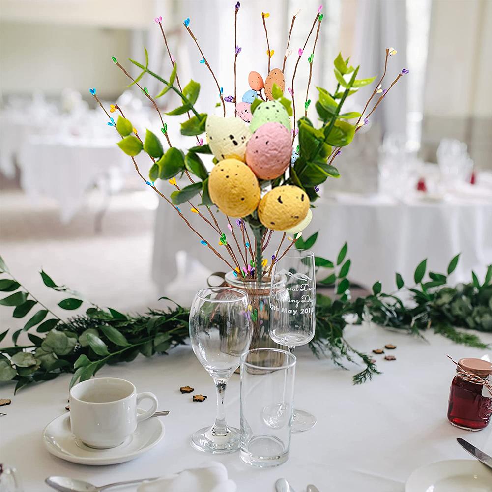 5pcs Artificial Branches With Easter Eggs Decorative Floral Stems For Floral Arrangement Decoration