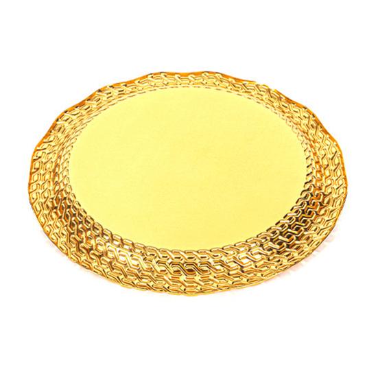 Vintage Round Metal Tray Retro Decorative Display Plate Flat Bottom Serving Platter for Jewelry